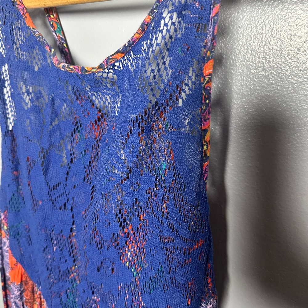 Free People Asymmetrical Blue and Orange Tank Top M - Picture 5 of 6